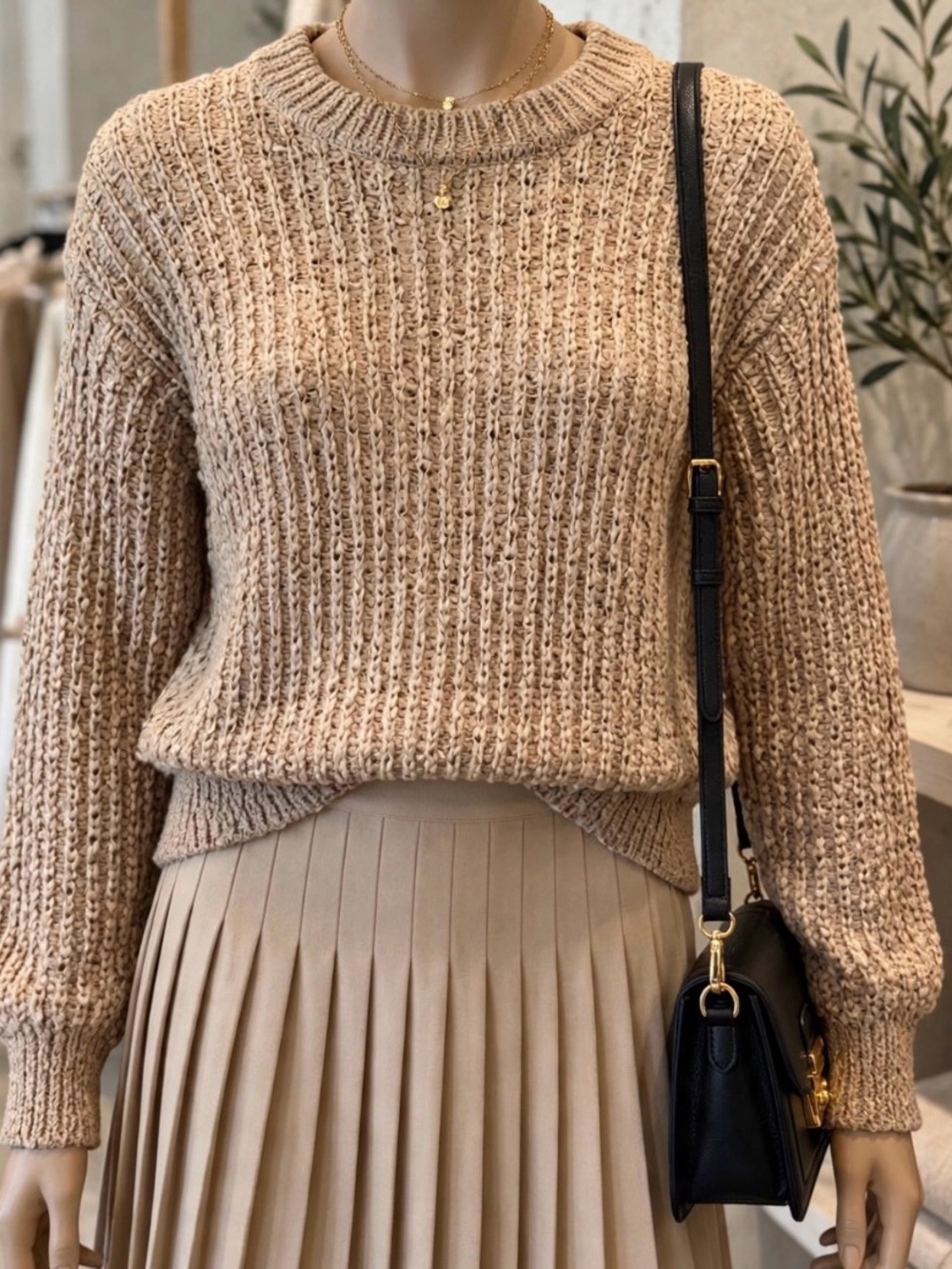 Target Beige Chunky Ribbed Crewneck Sweater